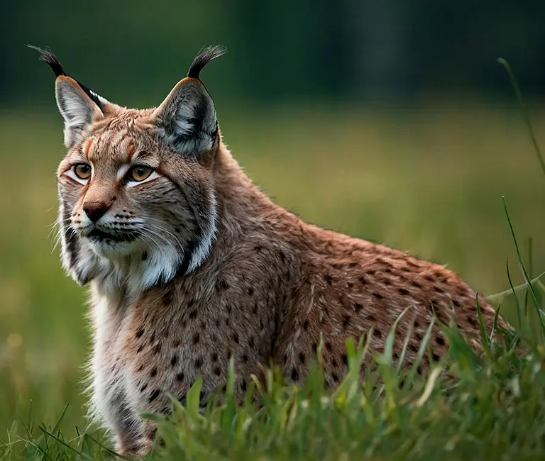 Bobcat sitting in tall grass