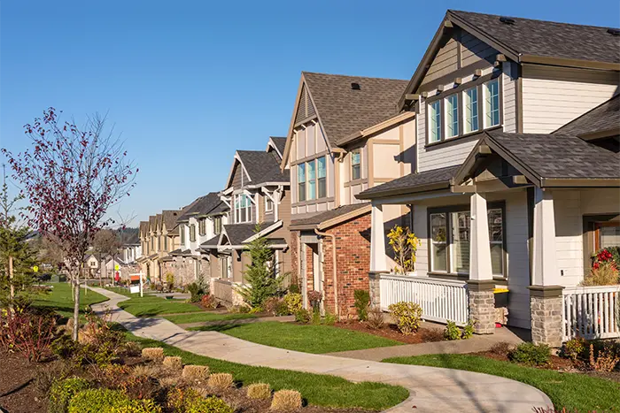 Suburban Virginia homes with green lawns, ideal for families looking for pest control and home protection services.