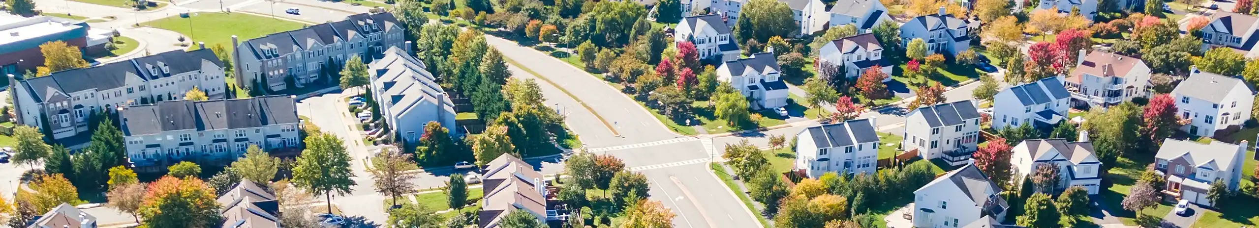 Sky view of a neighborhood in Virginia