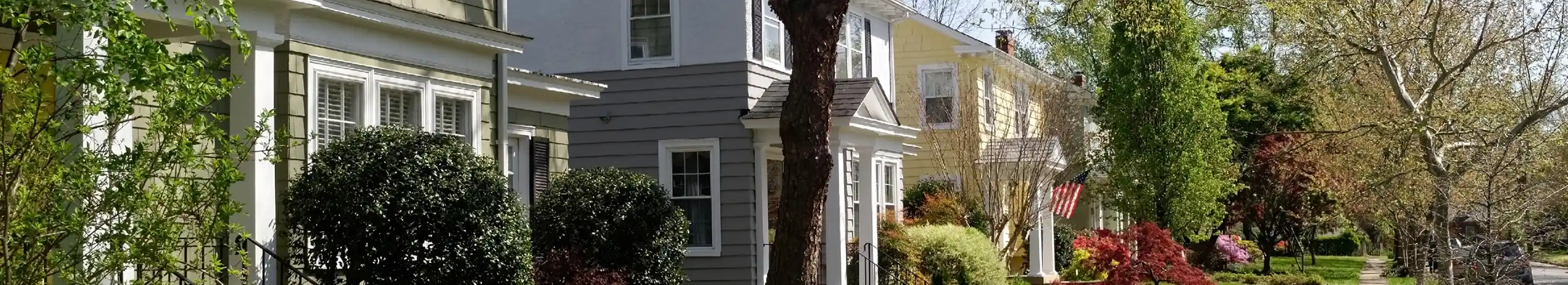 Houses lining a well kept street